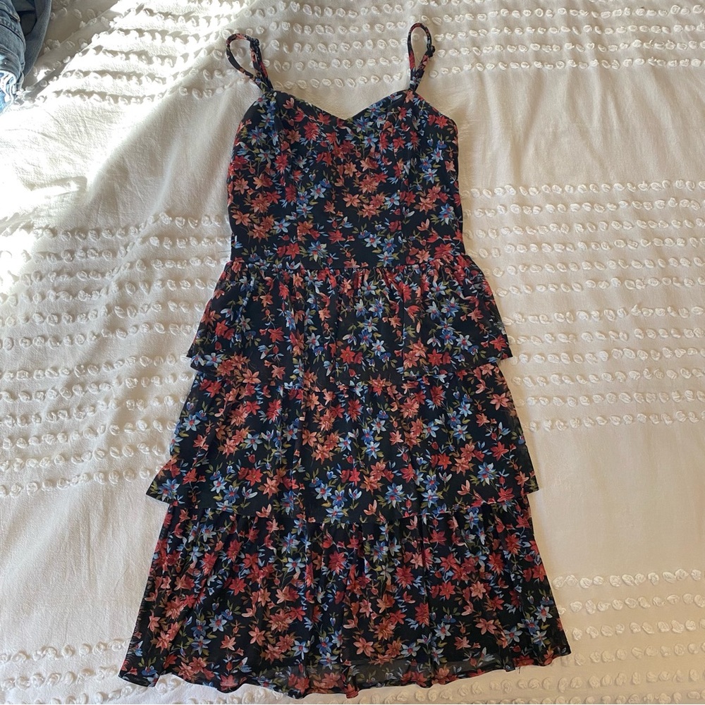 Floral Black Mini Dress